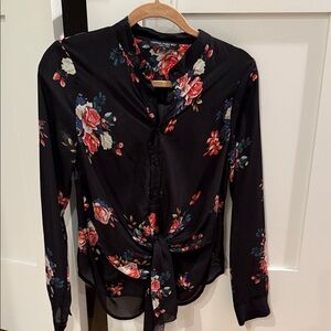 Central Park West Black Floral Blouse